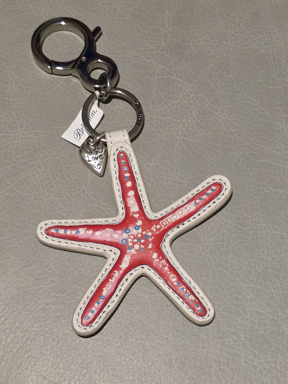 Brighton Red Blue Starfish Reversible Key Charm Chain Keychain Handbag Fob Ocean
